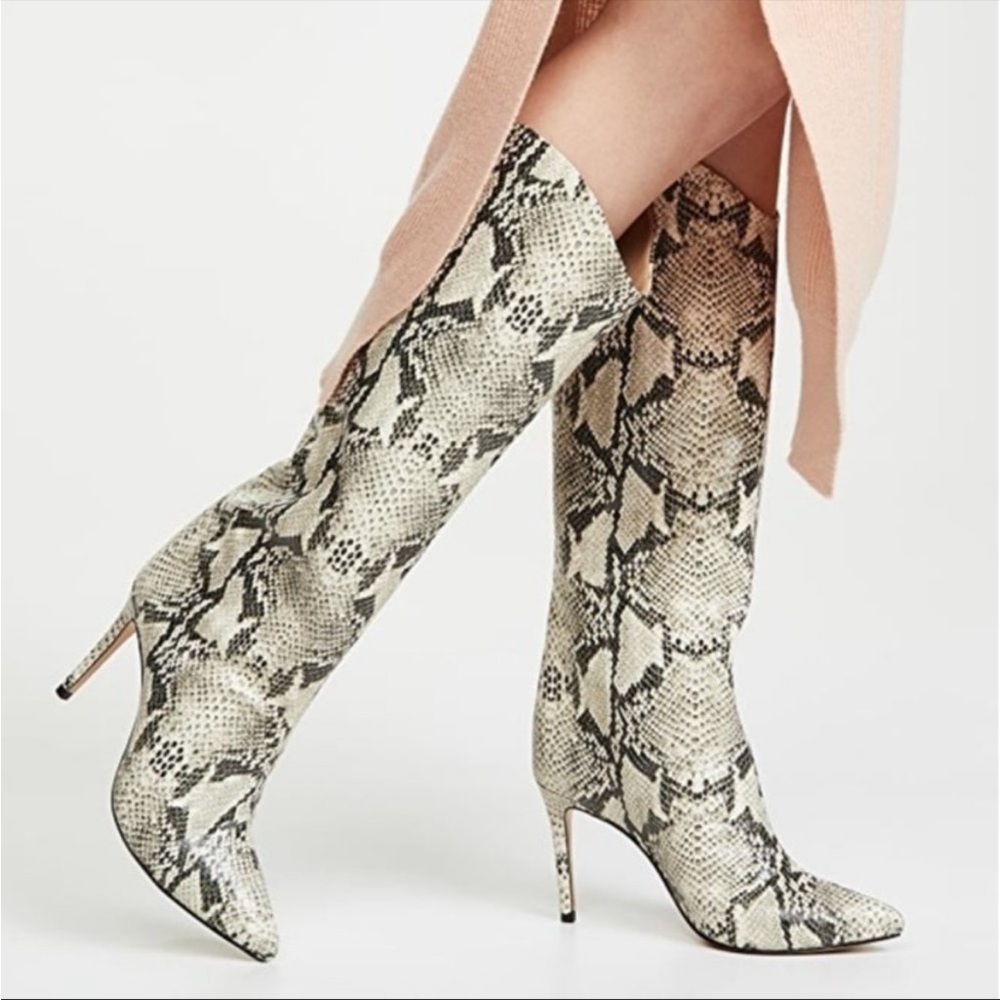 SCHUTZ 7 The Maryana Welt Snake-Embossed Leather Tall Stiletto Boots